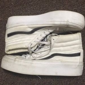 All White High Top Platform Vans